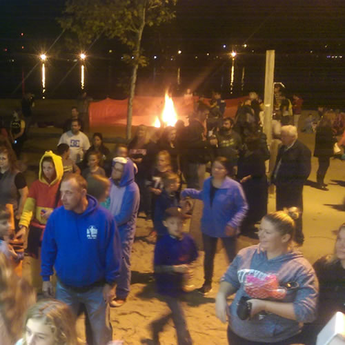 People at Beachwood's Harvest Bonfire